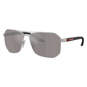 New PRADA LINEA ROSSA Silver Aviator PSA53S 18X-80I Sunglasses Women